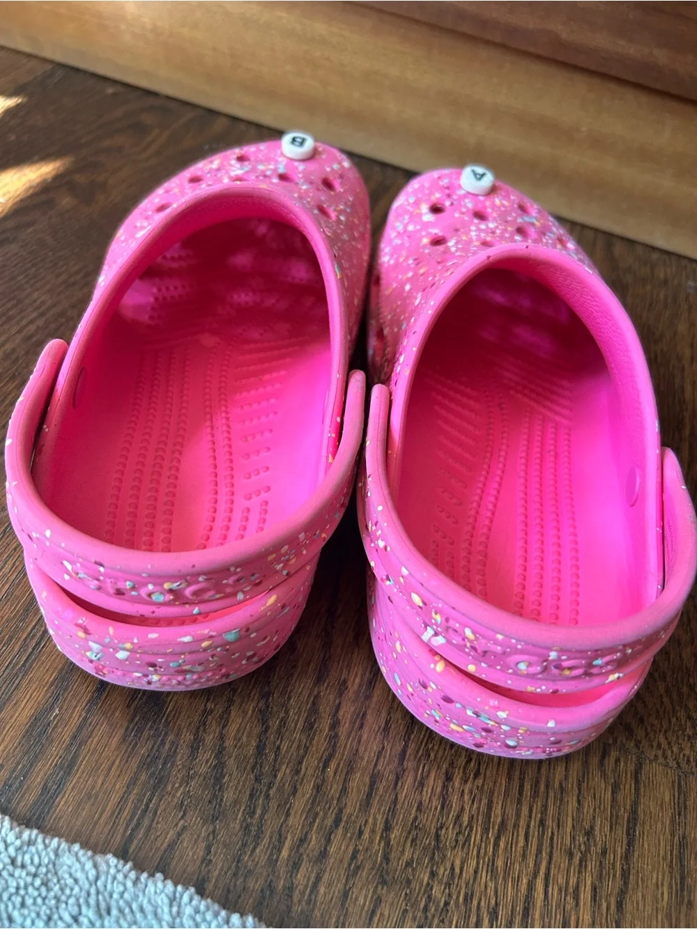 Crocs Kids Pink Paint Splatter Clogs Size J3